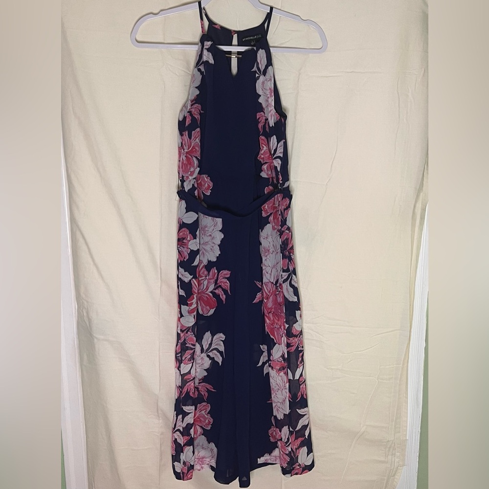 Floral Navy and Pink Jumpsuit